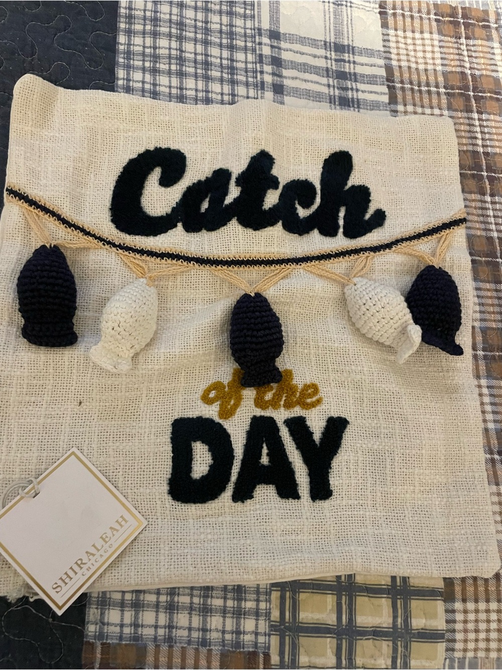 Shiraleah Catch of the Day Coastal Throw Pillow NWT - Picture 5 of 6